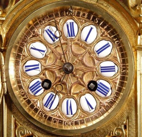fig 4. Early Gilt Brass Table Clock Set by Japy Fils, French - Circa 1855.